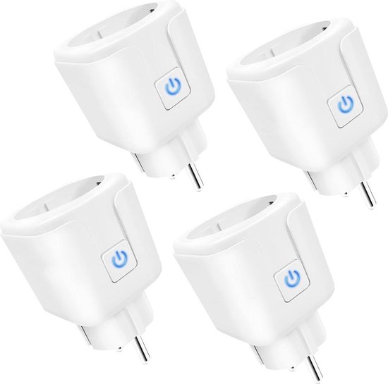 Woox Wlan Socket 4-pack WOOX Slimme WLAN-stopcontacten 4-pack Met Stroommeter | Werkt Met Alexa, Google Home | 16A, TÜV-gecertificeerd Energieverbruik Meter TÜV