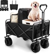 Bol.com Goodivery ® Opvouwbare Strand- en Transportwagen met Verstelbare Duwhendel en Dubbele Remmen voor Alle Terreinen aanbieding