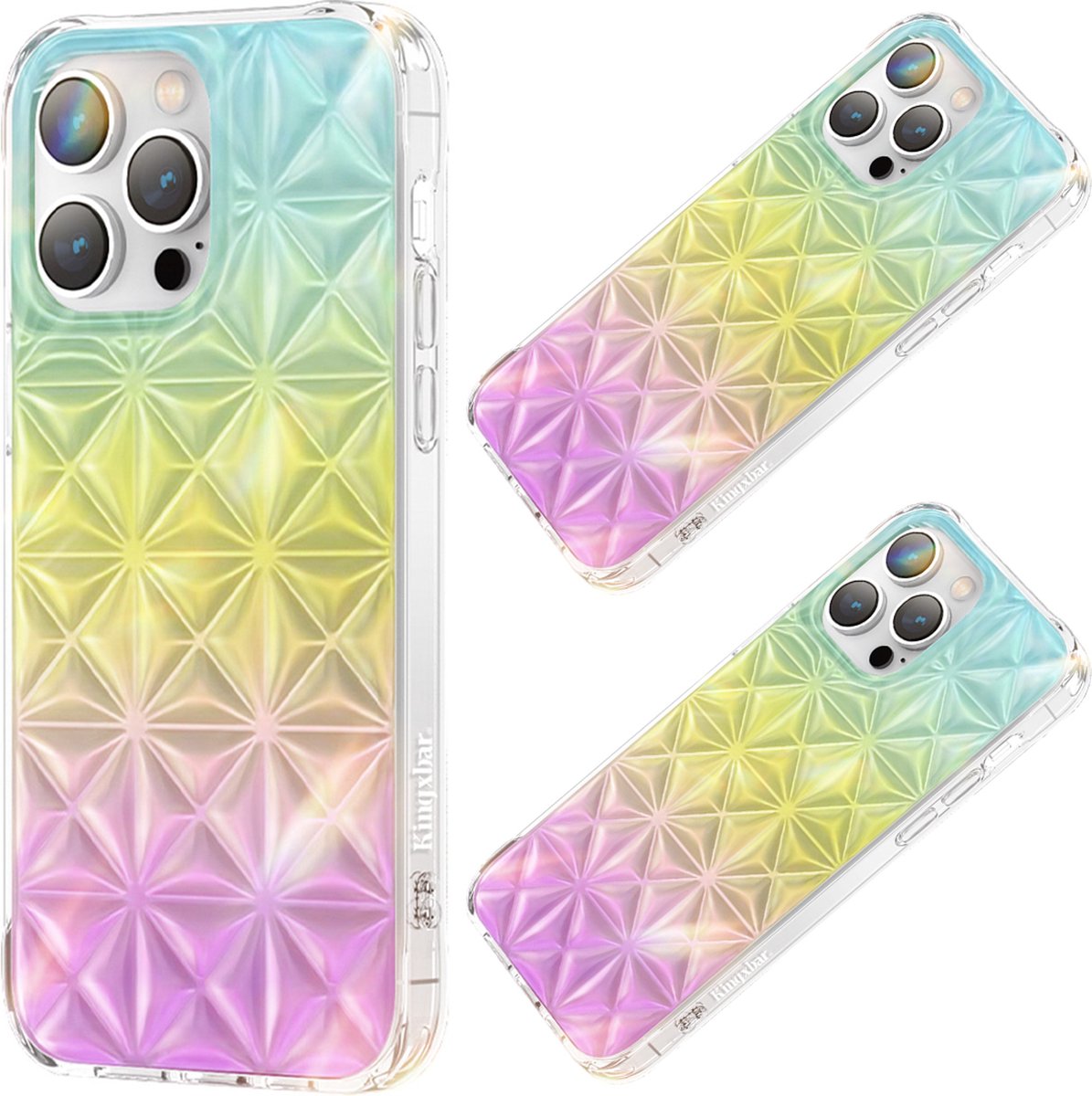 Kingxbar - Miya - Series iPhone - 14 - Plus - hoesje, - achterkant, - regenboog - achterkant
