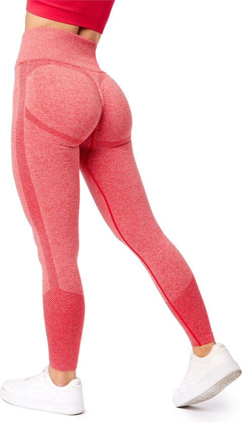 Bellivalini BLV-BLV50-254-LE Dames Leggings - Push Up - High Waist - Scrunch - Vrijetijdsbroek - Lang - Sport - Sporbroek - Yogabroek - Roze Gemêleerd - XXL