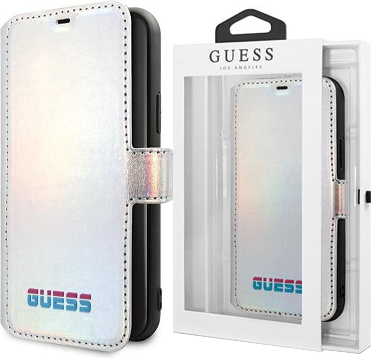 iPhone 11 Pro Bookcase hoesje - Guess - Effen Zilver - Kunstleer