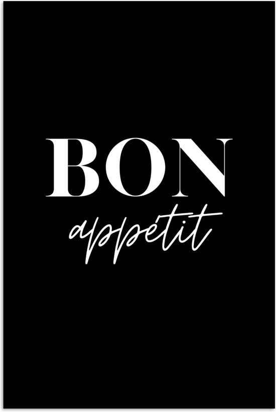 Affiche 20x30 cm - Bon appétit - Citation - Zwart - Posters - Décoration murale cuisine - Décoration murale Décoration murale salon - Accessoires décoratifs - Décoration murale chambre