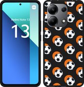 Cazy Hoesje Zwart geschikt voor Xiaomi Redmi Note 13 4G Soccer Ball Orange
