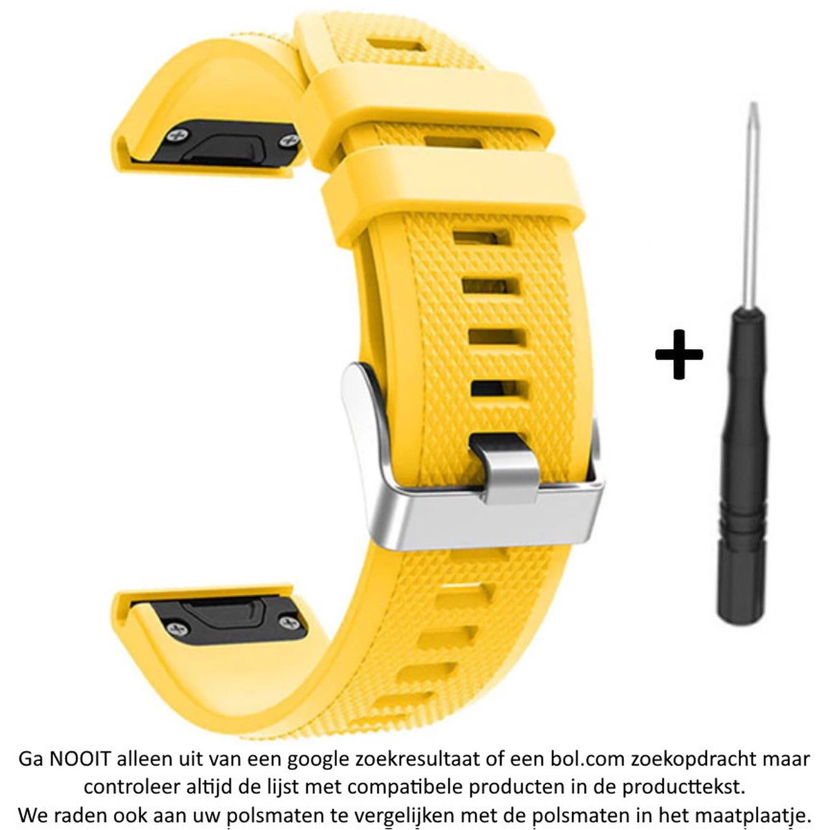 Geel Siliconen horlogebandje geschikt voor Garmin Fenix 5 ( 5 Plus Sapphire) - Forerunner 935-945 - Quatix 5 5 Sapphire - Fenix 6 6 Plus - Approach S60 S62 - MARQ devices - D2 Delta - Quickfit Compatibel - 22 mm yellow smartwatch band