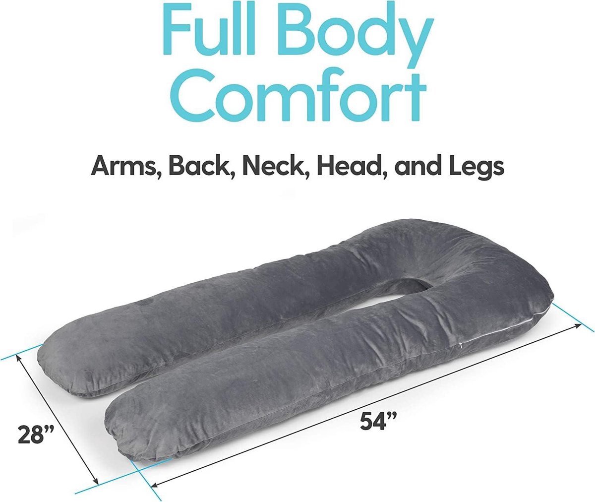 Housse De Coussin De Grossesse TOATELU Forme U - 140x80cm Lavable Machine (bleu+gris)