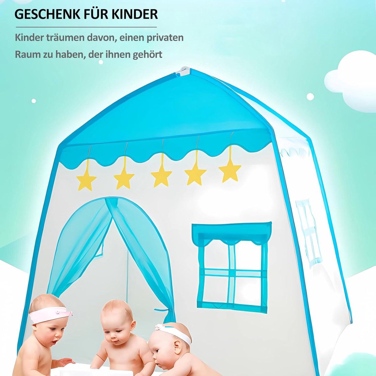 Kindertent voor binnen, speeltent voor meisjes, speelhuisje, indoor, 130 x 100 x 130 cm, grote speeltent voor kinderen