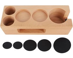 Tamperstation voor koffie - espresso tamper houder en koffiefilter station - houten tamper-mat met koffie manipulatiehouder