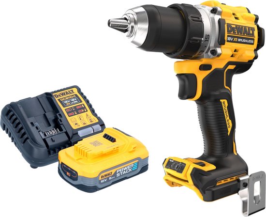 DeWalt DCD 800 H1 accuboormachine 18 V 90 Nm borstelloos + 1x Powerstack accu 5.0 Ah + lader