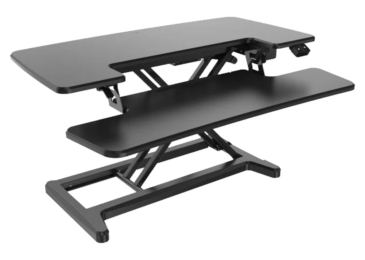 Worktrainer - UPdesk Cross - Elektrische bediening - Hoogte 12 - 50,5 cm - Breedte 41,5 x 88 cm - Monitor verhoger - Bureauverhoger - In hoogte verstelbaar - Zwart