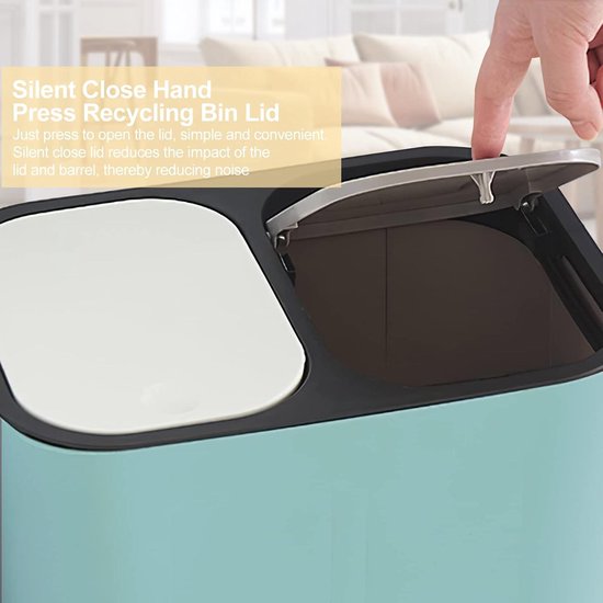 Duo prullenbak - EKO - EcoCasa (30 15 liter, Mat RVS) EKO