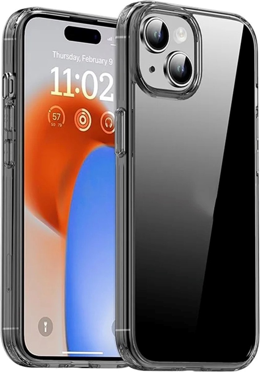 IPAKY – iPhone 15 Plus – Backcover - hoesje - Transparant - Zwart