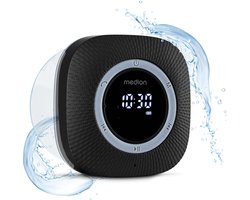 MEDION S66884 Douche radio met Bluetooth (badkamerradio, FM radio, zuignap, LED display, IPX6 waterproof, geïntegreerde oplaadbare batterij, MD43884) zwart