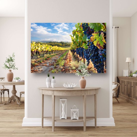 Druiven glas schilderijen - Fruit schilderij - Schilderij Blad - Modern schilderij - Acrylaat - Slaapkamer muurdecoratie acrylglas 150x100 cm