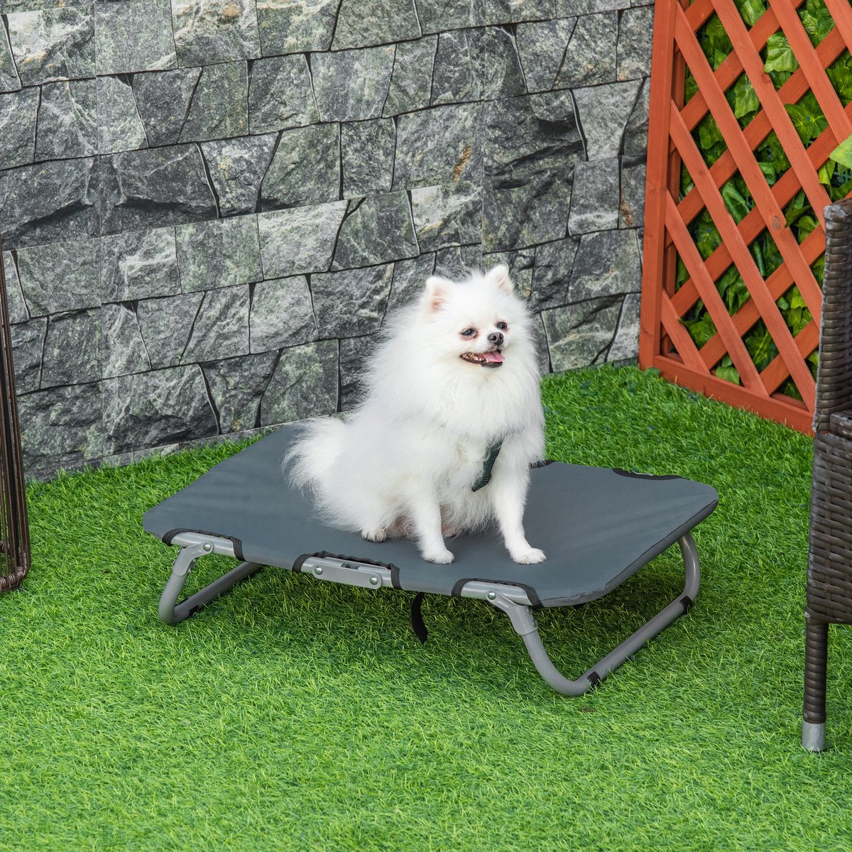 PawHut 2-in-1 hondenbed buitenbank voor huisdieren met stalen frame verhoogde hondenbank slaapplaats voor katten honden ademend afneembaar Oxford-stof grijs 80 x 59 x 36 cm PawHut 2-in-1 hondenbed buitenbank voor huisdieren met stalen frame verhoogde hondenbank slaapplaats voor katten honden ademend afneembaar Oxford-stof grijs 80 x 59 x 36 cm