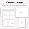 Afmetingen van de Systemyze magnetische planners: 40cm breed, 28.5cm hoog, 0.05cm dik.