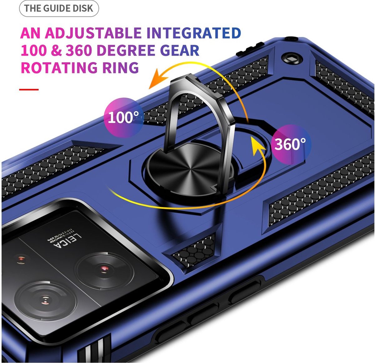 Mobigear Hoesje geschikt voor Xiaomi 13T Telefoonhoesje Hardcase | Mobigear Armor Ring Backcover Shockproof met Ringhouder | Schokbestendig 13T Telefoonhoesje | Anti Shock Proof - Blauw