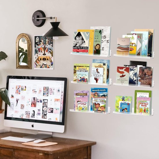 Vinyl Platenplank Muurbevestiging - Set van 6, Ideaal voor het Presenteren van Vinylplaten