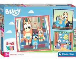 foto van Clementoni - Puzzel - 3x48 Stukjes - Bluey - Kinderpuzzel - Vanaf 5 jaar