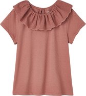 Tee-shirt Blouse Détail En Broderie Anglaise Fille Manches Longues Vert Fonce