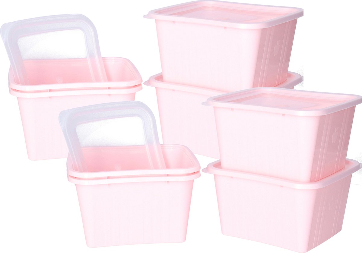 Juypal Vershoudbakjes nestbaar - BPA vrij - meal prep - 8x stuks van 1 liter - roze - luchtdicht - herbruikbaar