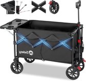 Bol.com Opvouwbare bolderkar met opklapbaar tafelblad - 150L 150KG - strandkar met remmen - SE3012 Zwart Bolderkar aanbieding