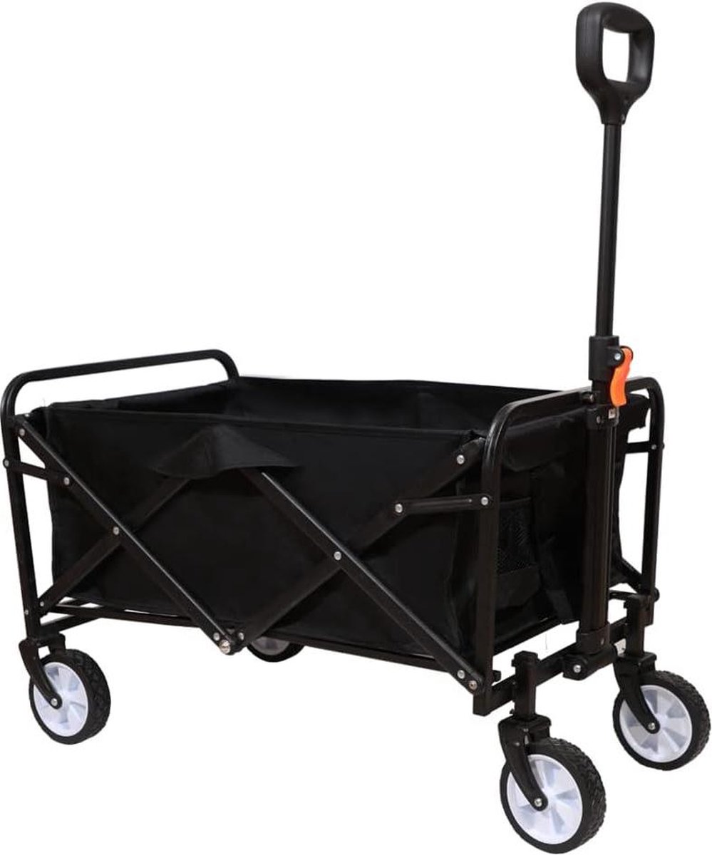 Opvouwbare bolderkar met universele wieltjes - transportwagen met afneembare opbergtas - verstelbare picknickwagen - medium formaat - zwart Bolderkar