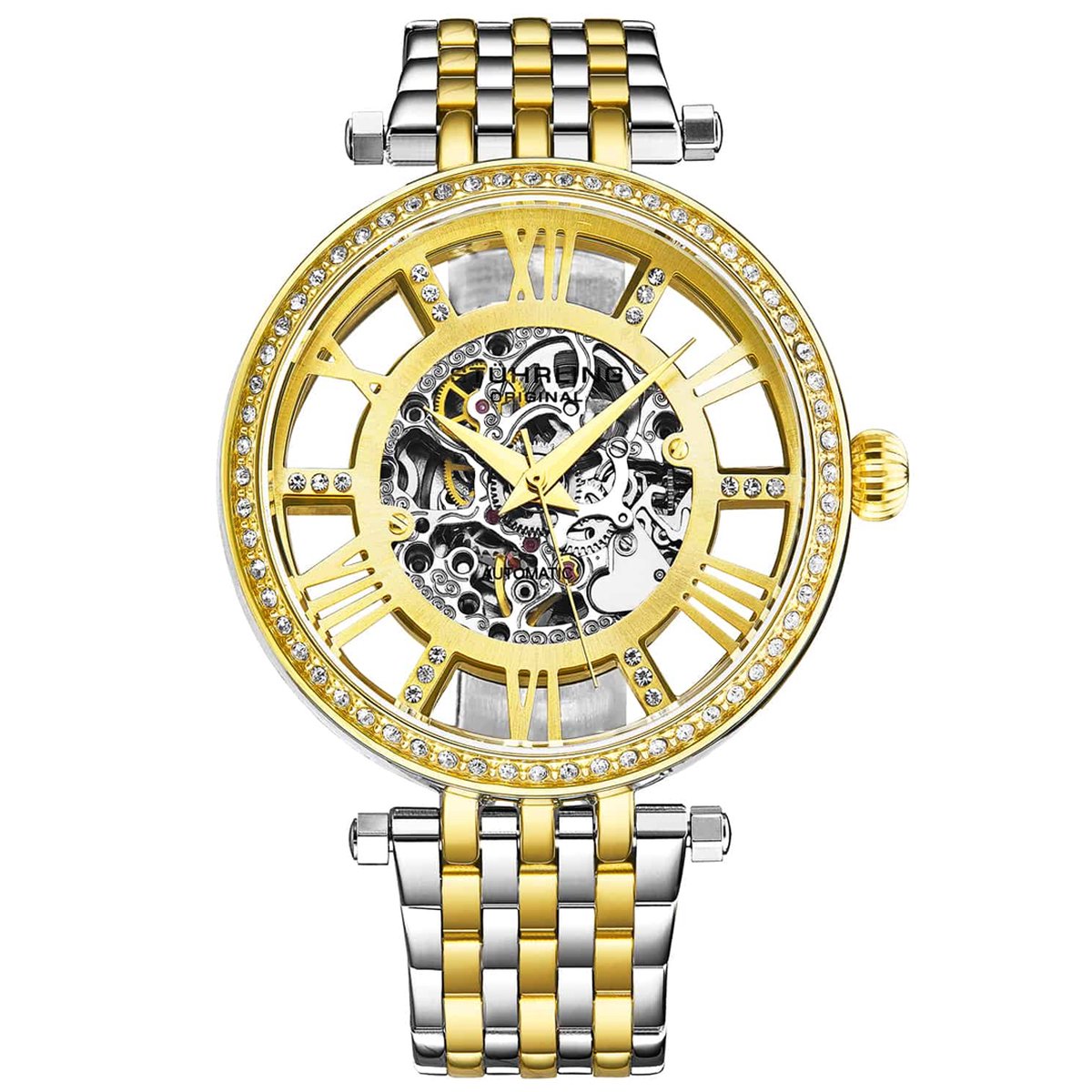 Stührling Delphi 3944 Automatisch 38mm Skelet Horloge - Horloge Dames - Horloges voor Vrouwen - Waterdicht 5 ATM - Versierd met Romeinse Cijfers