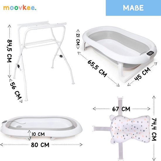 Inklapbaar Babybad met Frame en Thermometer - Veilige Badervaring voor Pasgeborenen van Merkloos — afbeelding 5