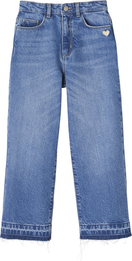 Vertbaudet Wijde meisjesjeans met rafels aan de onderkant