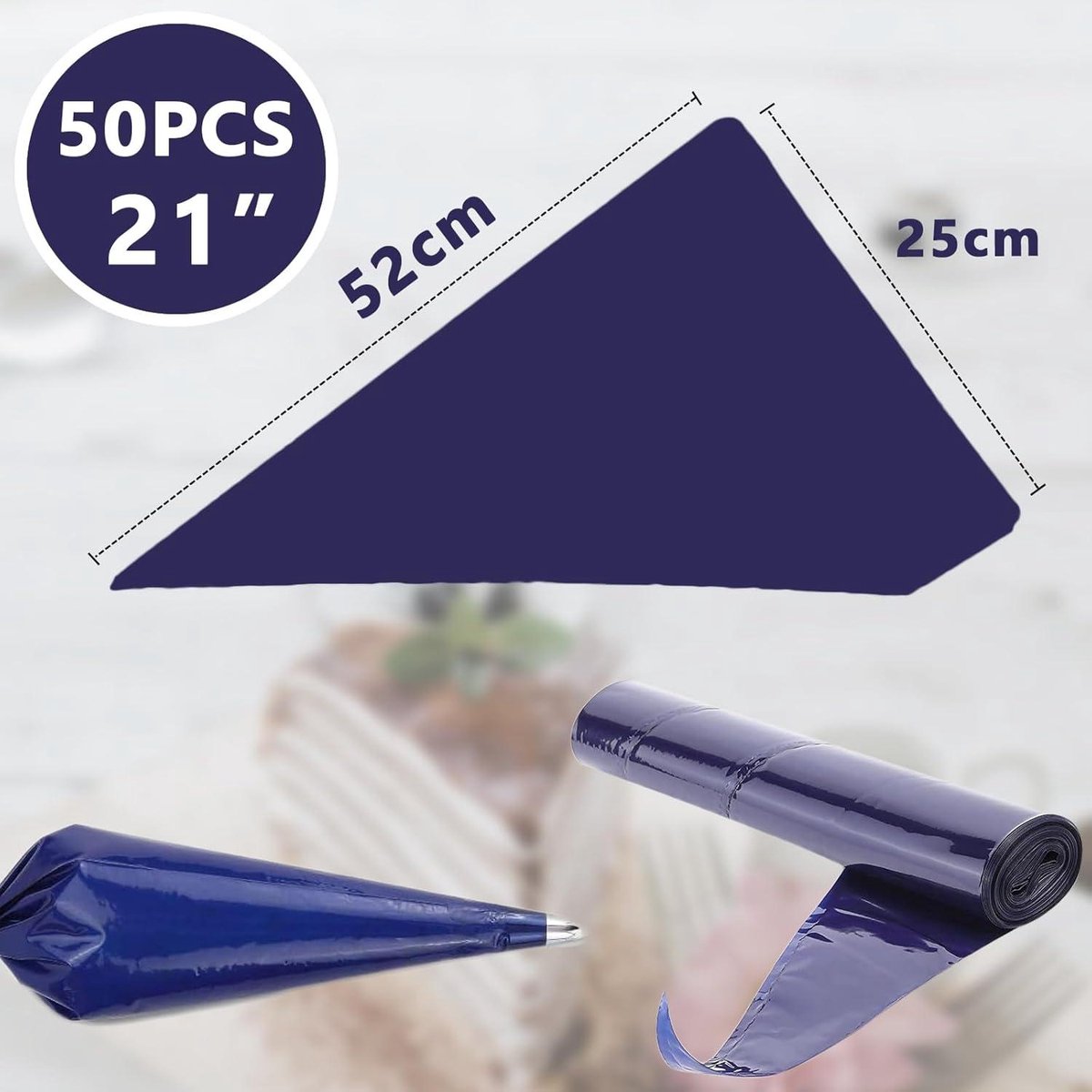Swavitie Wegwerp spuitzakken, 100 stuks, met spuitmonden, extra groot, 52 cm en 39 cm, dikke spuitzakken, set piping bags 6 verschillende roestvrijstalen spuitmonden 2 taartkoppelingen voor