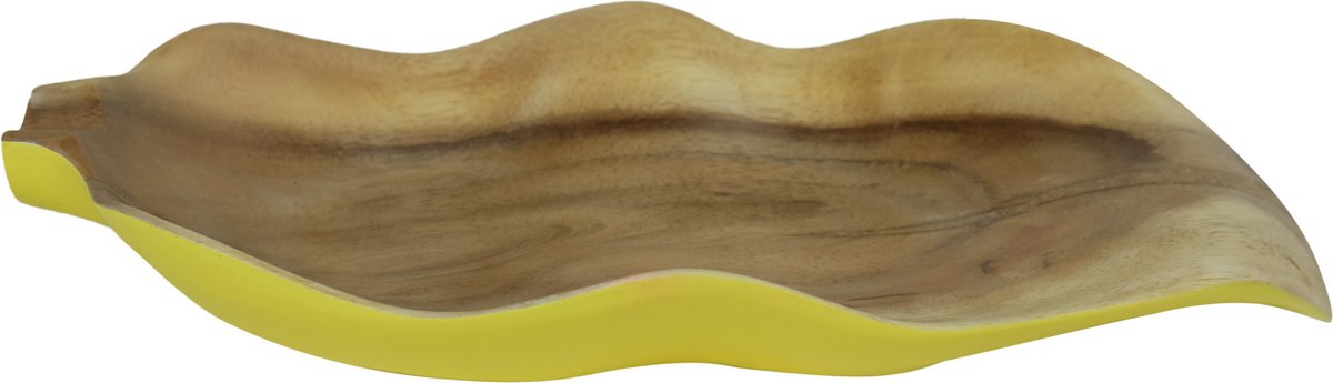 Fine Asianliving Decoratieve Schaal Mangohout Handgemaakt in Thailand Geel 6x12cm