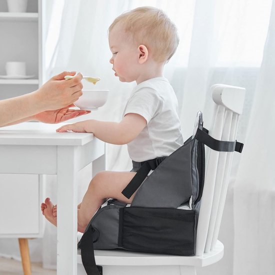 Zitverhoger stoel voor kinderen - inklapbaar - voor babyeten - tafelstoel - zitkussen met verstelbare riemen - voor outdoor camping van Deryan — afbeelding 2