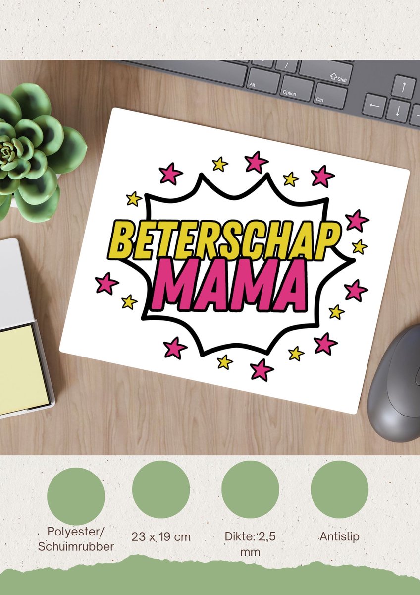 Image of Akyol - beterschap mama Muismat - Beterschap - je moeder - beterschap cadeau - kado - moeder - 23 bij 19 cm