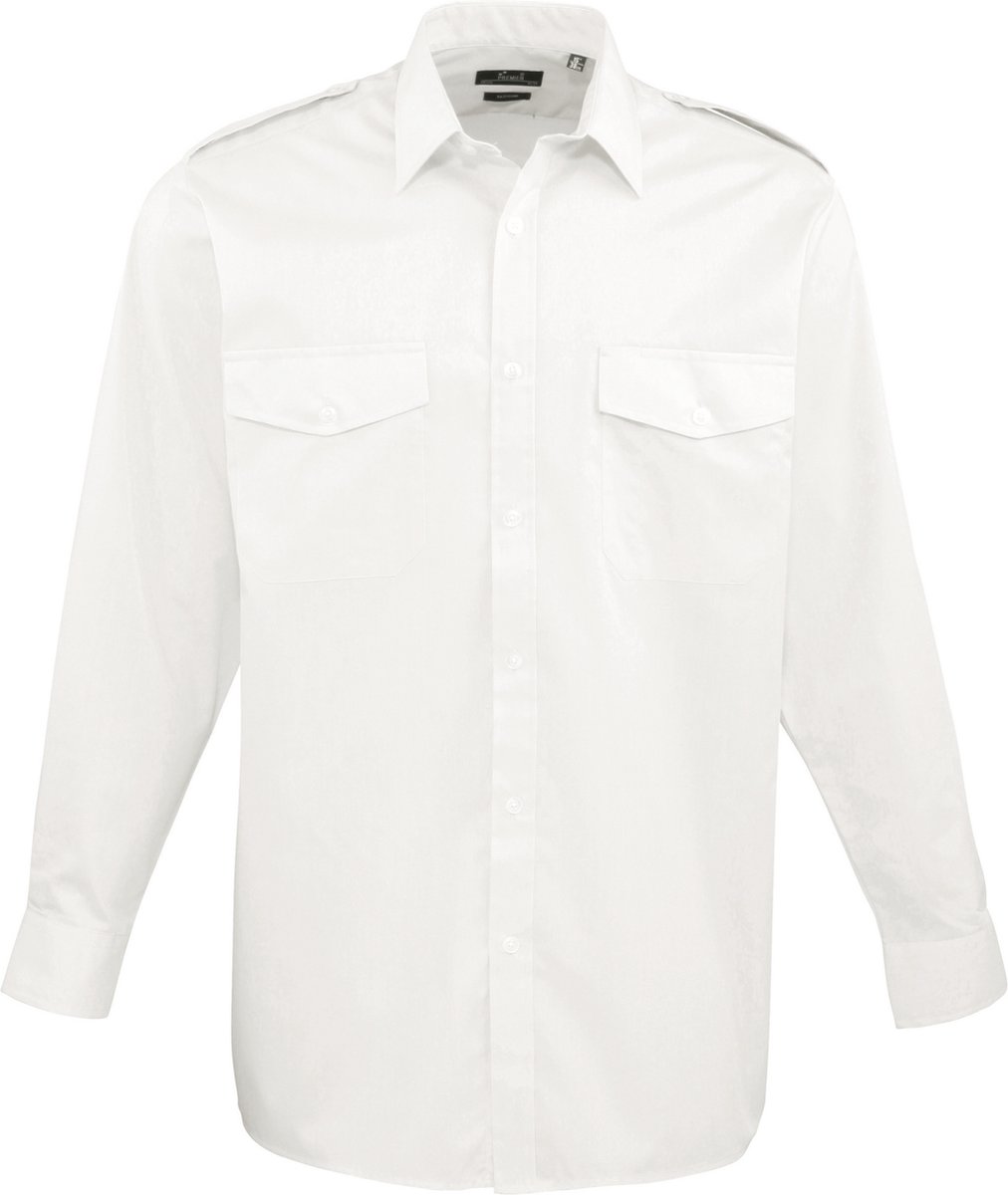 Premier Workwear - Pilot Shirt Long Sleeve - White - 42 (16H)