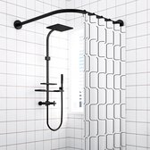 Tringle à rideau inox extensible réglable - Tringle à rideau de douche salle de bain en L - Tringle de douche télescopique inox - Installation sans perçage - Tringle de douche 70 à 95 cm x 70 à 95 cm extensible
