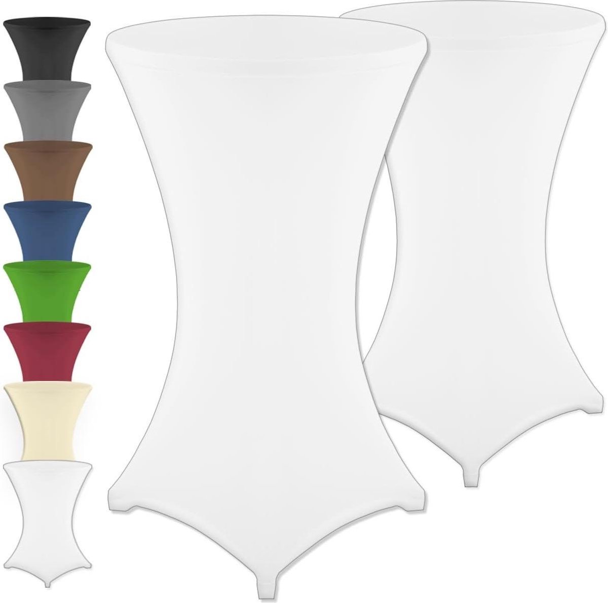 Set van 2 statafelhoezen - Öko-Tex-standaard 100 - wit - diameter 60 cm Ø 70 cm Ø80 cm