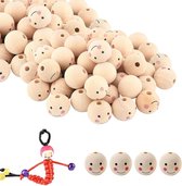 Perles En Bois Visage Souriant - 100 Pièces - Perles Tête De Poupée - Colliers