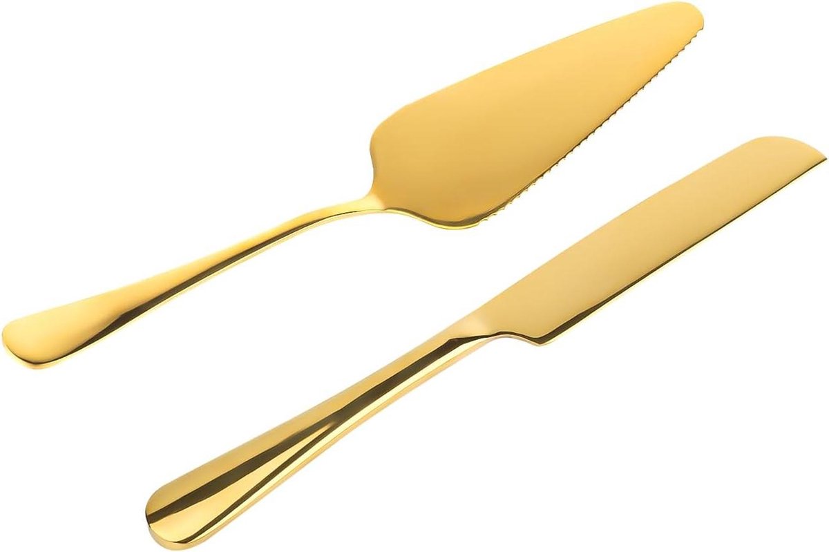 Bruidstaartmessenset Roestvrij Staal Taartsnijset voor Bruiloft Verjaardag Feest Goud Taartsnijder