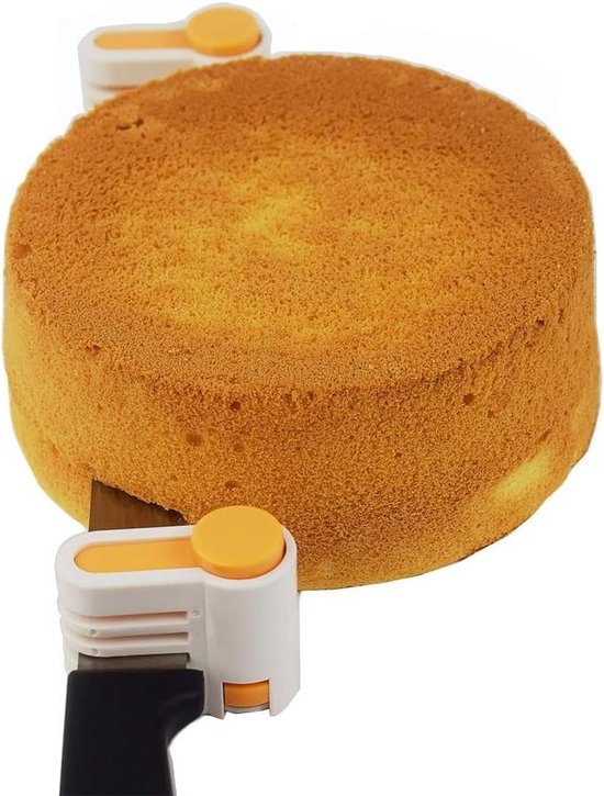 Foto: Taart snijhulp met doe het zelf stratificatie hulpstuk brood plak snijder toast cutter 5 lagen leveler slicer keuken fixator tool 1 2pcs oranje taartsnijder