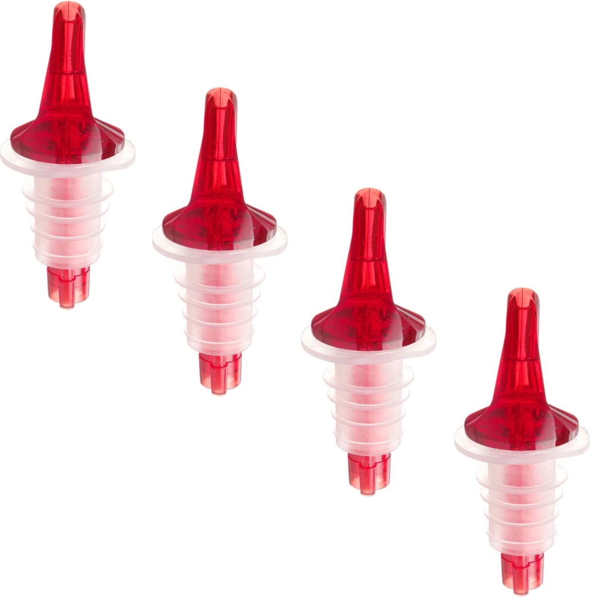 BarUp Schenktuit voor Drank - Rood - Professionele Maatschenker voor Flessen ( Set van 4 )