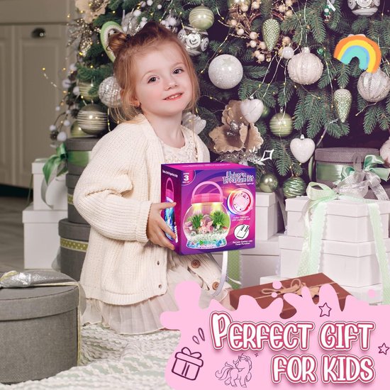 Klever Kits Eenhoorn terrariumset voor kinderen om je eigen eenhoorn- nachtlampje te maken voor kinderen van 6, 7, 8 tot 12 jaar