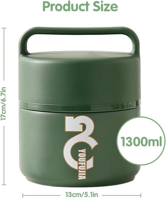Dimono® Thermocontainer, warmhoudcontainer, lunchbox, To-Go, voedselcontainer, voedselcontainer van roestvrij staal, 500 ml Dimono® Thermocontainer, warmhoudcontainer, lunchbox, To-Go, voedselcontainer, voedselcontainer van roestvrij staal, 500 ml