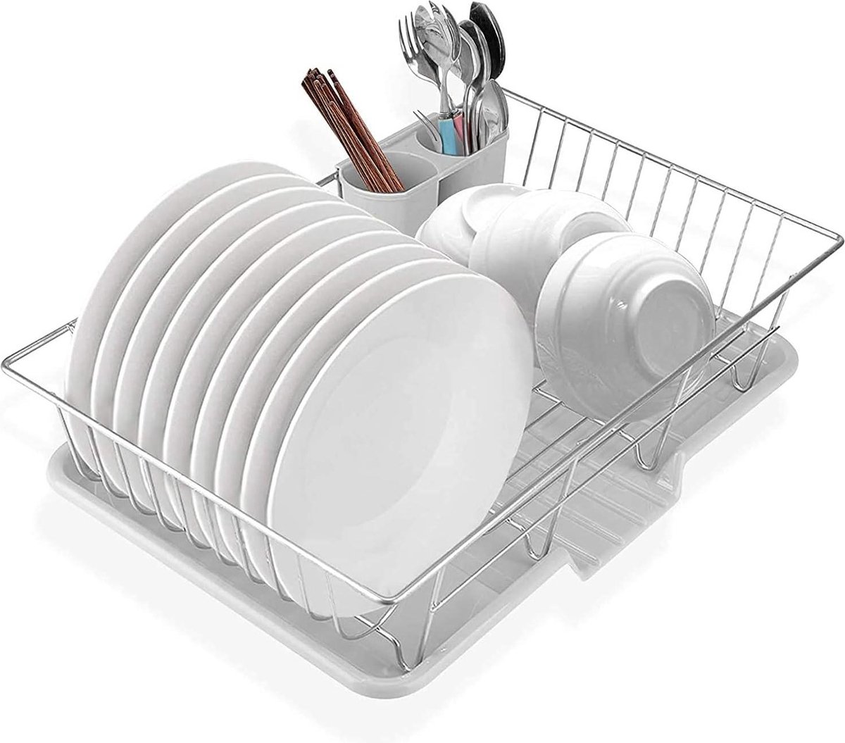 Goedkoopste Servies afdruiprek van roestvrij staal met afvoer en afdruipmat - multifunctioneel dish droogrek