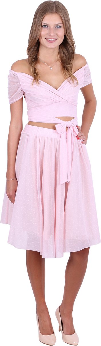 Roze erwtenset top + rok van merk