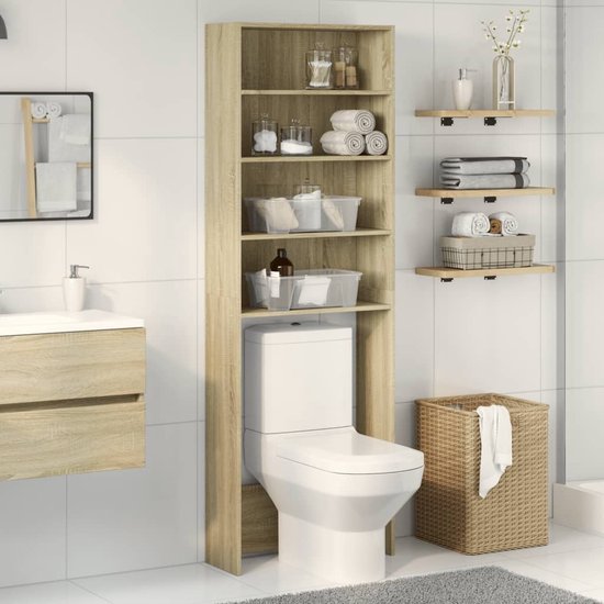 Aménagement lave-linge LBB - Placard - Meubles en saillie - Surélévation - Meuble lave-linge - Meuble de rangement - Bois - Chêne Sonoma