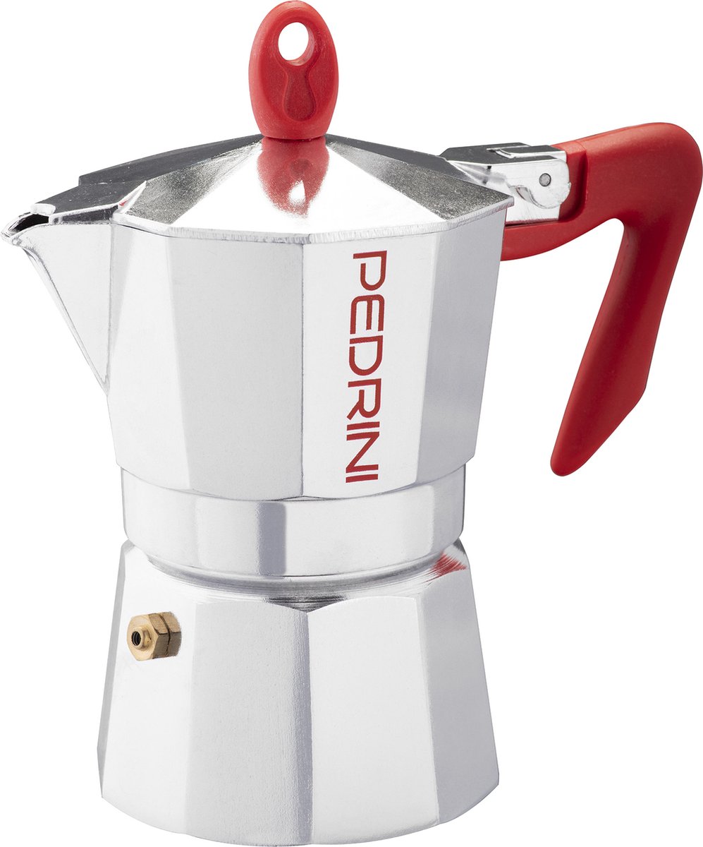 Pedrini 9083-0, Moka Express, Rood, Roestvrijstaal, Aluminiu