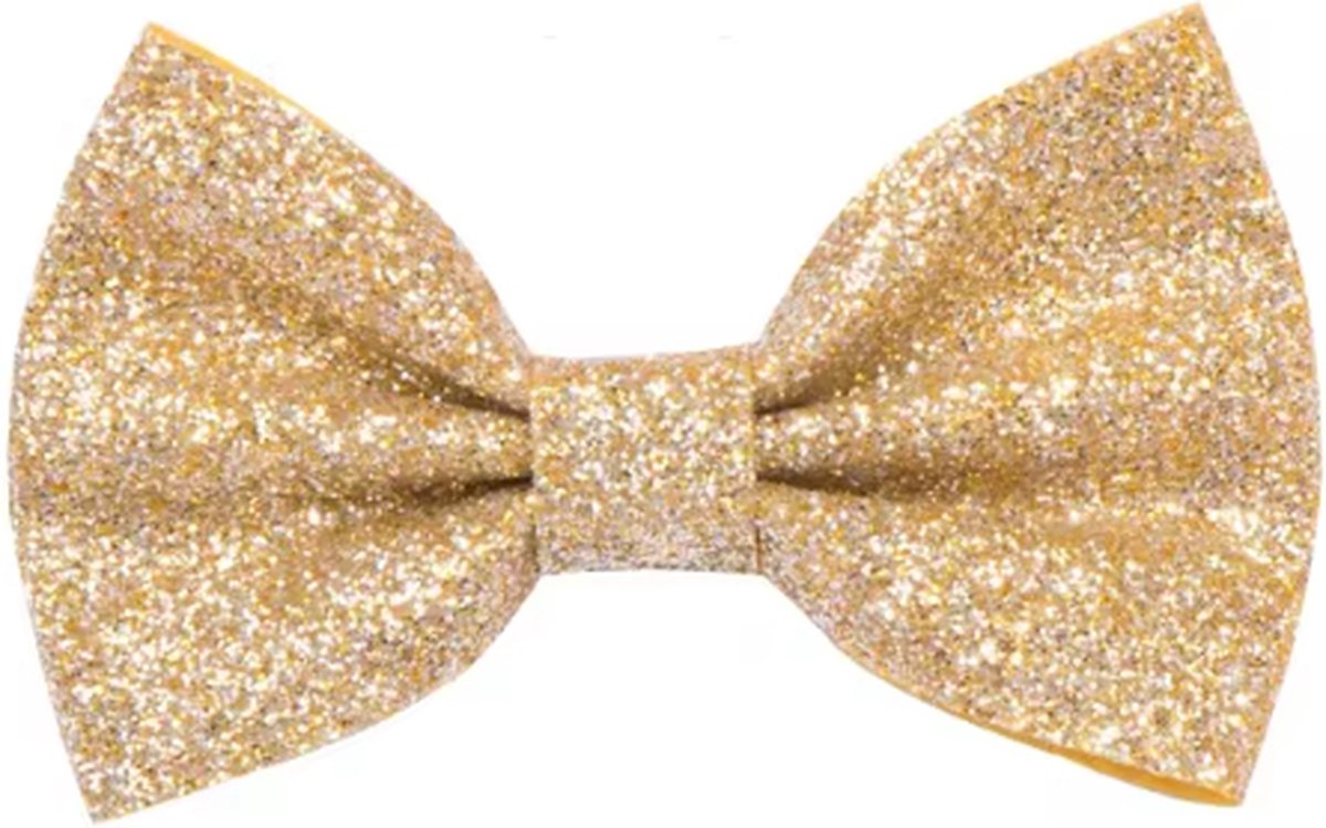 Scoby - 2 x Kerststrik - Glitters - Christmas Bow - 9CM - Goud - 2 Stuks