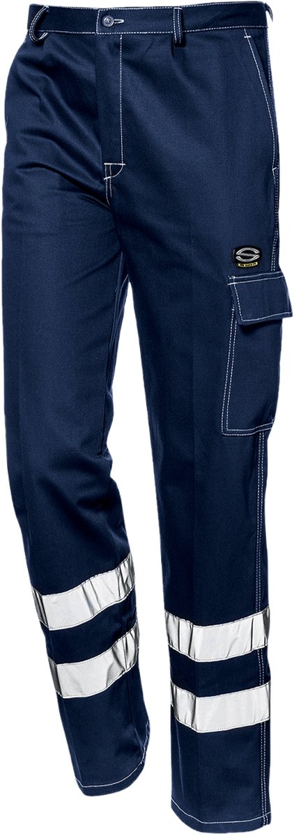 SIR SAFETY FUSTIAN Werkbroek HEREN Veiligheidsbroek Donkerblauw - Dubbel Reflecterend - Met Riemlus - Met Zijzak
