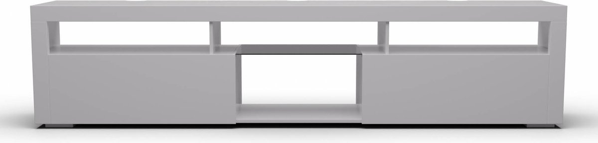 Klarstein TV Meubel Wit, TV Kast voor Woonkamer, 150 cm TV-meubel met Kleur LED’s, Groot TV Lowboard, Lage TV Kast met Opbergruimte, Modern, Wit