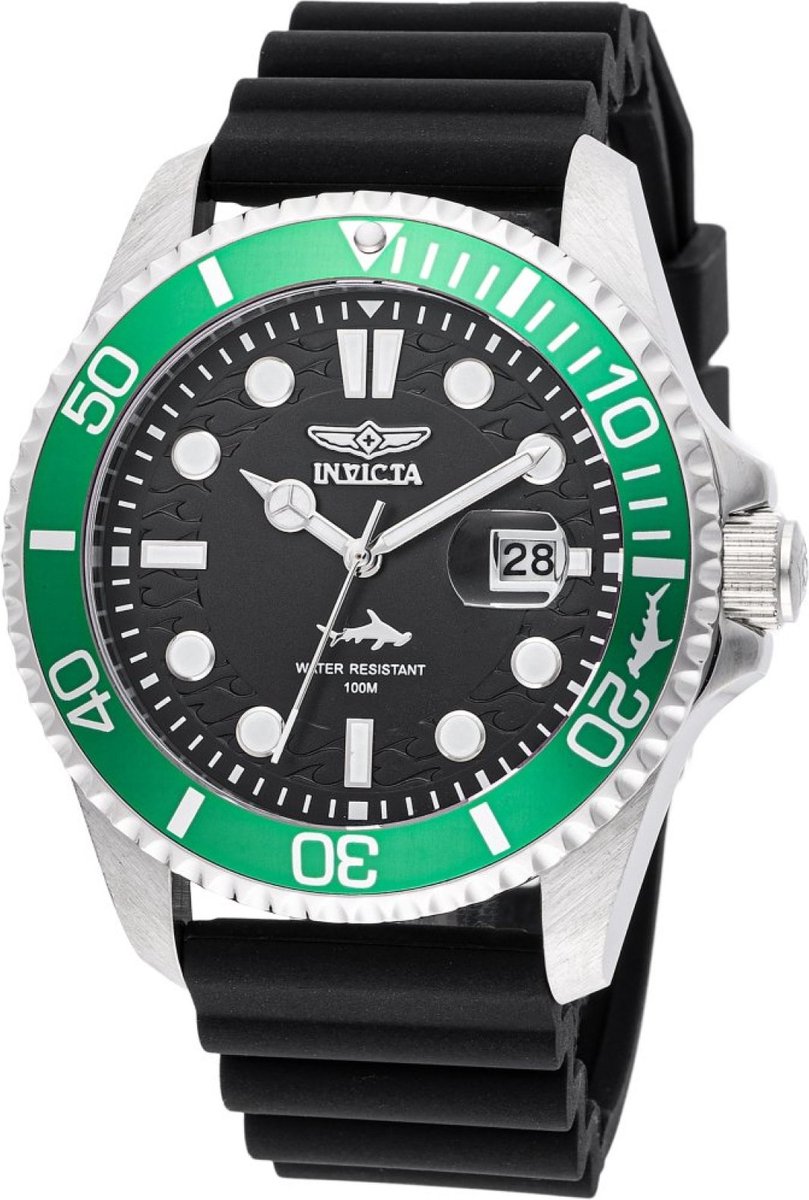 Invicta Pro Diver 47166 Heren Horloge - Waterdicht - Analoog - Quartz Uurwerk - Roestvrij Staal met zwarte Wijzerplaat - 43mm